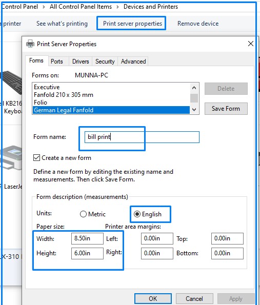 How To set Custom Paper size in Epson LX-310